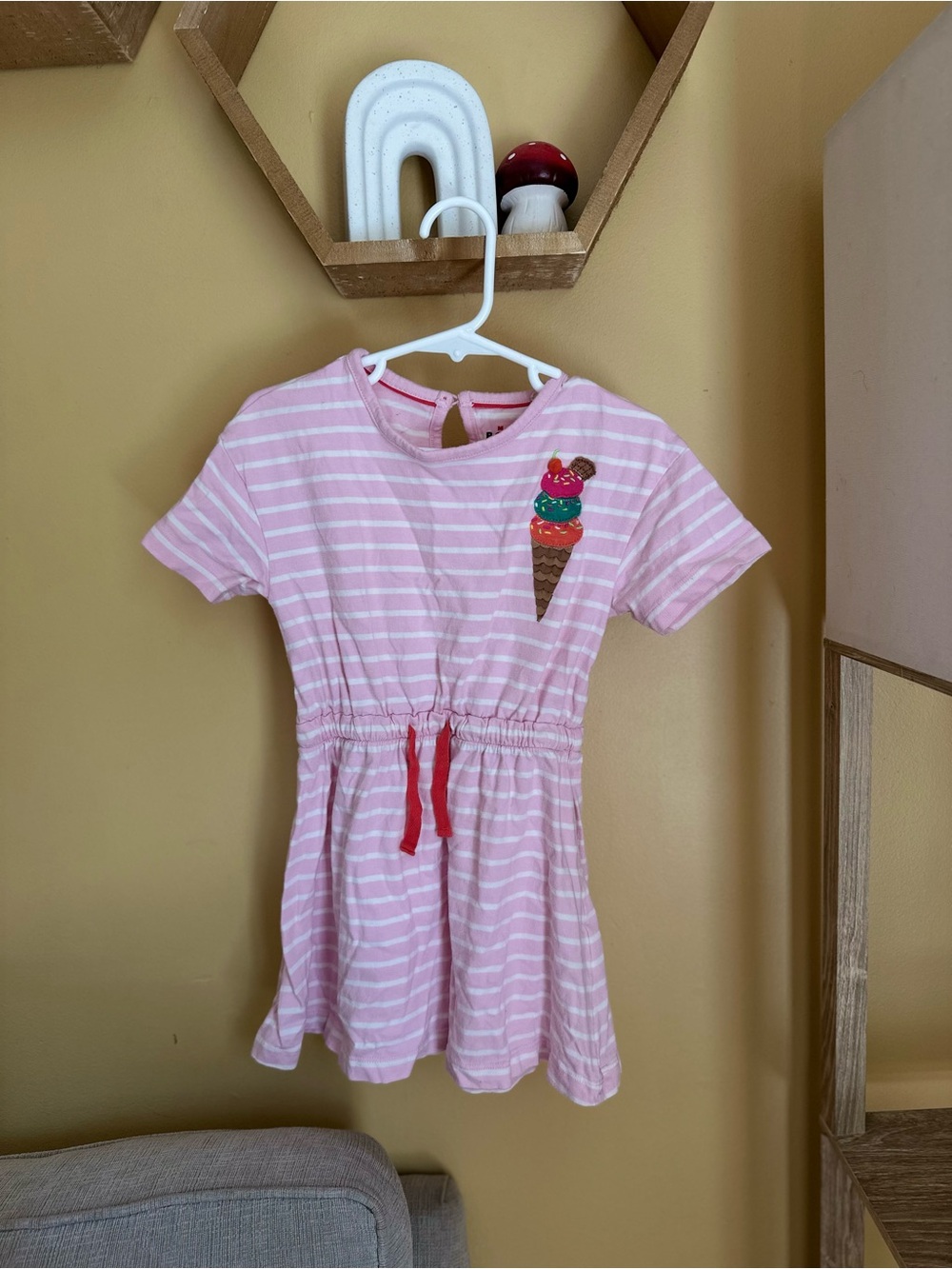 Girls' Mini Biden Pink Striped Ice Cream Dress Size 4-5T